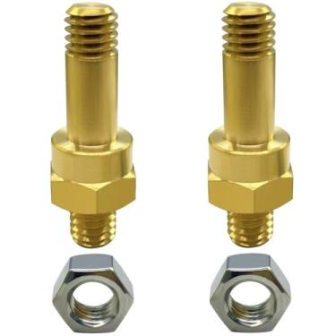 Imagem de YSIL Parafuso de terminal de bateria de poste lateral 3/20.3 cm-16 latão pino longo pino lateral adaptador de terminal de bateria padrão bateria lateral extensão parafusos 4,7 cm comprimento 2 peças