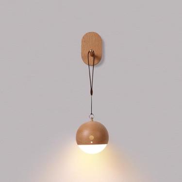 Imagem de Candeeiro de mesa de cabeceira com controle de voz inteligente de madeira LED, luz pendente regulável de 3 vias com portas USB C na sala de estar, quarto (madeira de faia)