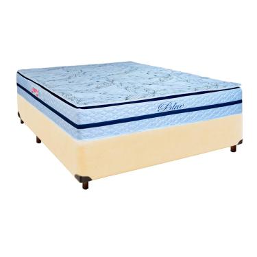 Imagem de Cama Box Bege Casal + Colchão Molas Ensacadas Blue Paropas