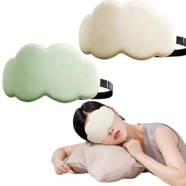 Imagem de Máscara de dormir em nuvem, capa respirável de 0 pressão, forma criativa, adequada para viagens e uso de sono (2 peças, branco e verde)
