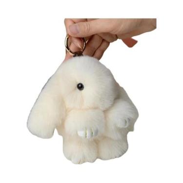 Imagem de Chaveiro De Pompon De Pelúcia De Coelho Fluffy De 15cm, Brinquedo Fofo