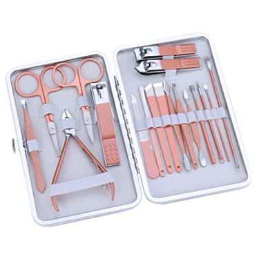 Imagem de Kit Profissional de Pedicure com 18 Peças Estojo Tesoura Unha Aço Inoxidável Ferramentas Grooming para Salão Homens e Mulheres Cuidado as Unhas Diária