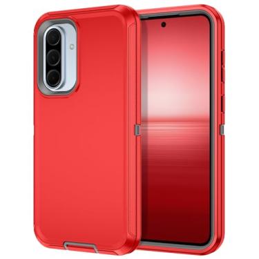 Imagem de I-HONVA Capa para Samsung Galaxy A36 5G à prova de choque à prova de poeira/queda, 3 camadas, proteção total [sem protetor de tela] Capa resistente para Galaxy A36 5G, vermelho/cinza