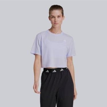 Imagem de Camiseta Cropped Adidas Essentials Feminina Roxa-Feminino