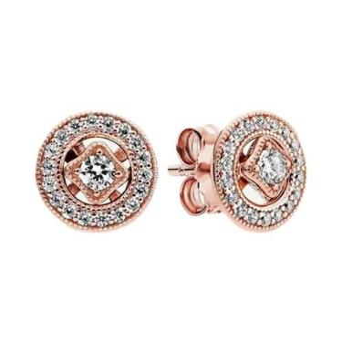 Imagem de Brincos De Coração Em Ouro Rosa Com Floco De Neve De Inverno Em Prata 