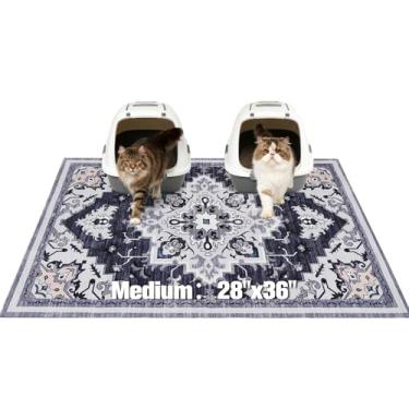 Imagem de EXPAWLORER Tapete de areia para gatos, 71 cm x 91 cm, médio, antiderrapante, à prova d'água, tapete de armadilha de areia fácil de limpar lavável para chão macio em patas de gatinho, tapetes de