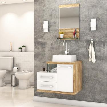 Imagem de Conjunto Balcão C-cuba Q32 E Espelheira Legno 651 Branco Chess C-branco Chess Branco Chess C-carvalho