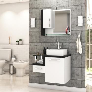 Imagem de Conjunto Balcão C-cuba Q32 E Espelheira Legno 630 Branco Chess C-nogal Branco Chess C-preto ônix