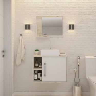 Imagem de Conjunto Balcão C-cuba Q32 E Espelheira Soft 600 Snow Snow C-branco Chess