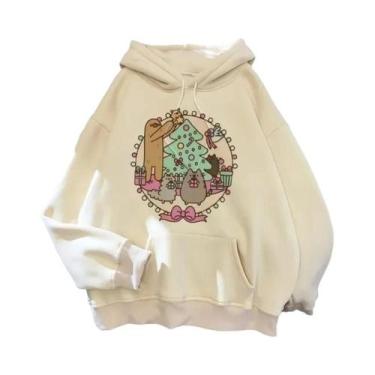 Imagem de Moletom Feminino Oversized Com Capuz De Gato Cartoon Estilo Coreano Ha