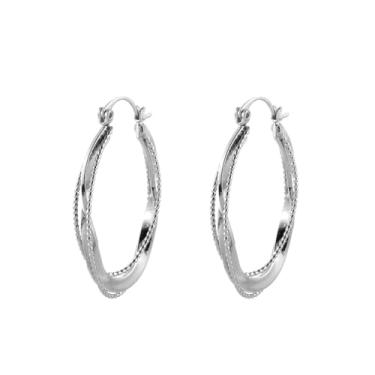 Imagem de Kokoma Brincos de argola ovais irregulares para mulheres, círculos geométricos, brincos redondos, argolas torcidas com contas, acessórios de joias de orelha da moda, Small, Cobre, Sem pedra preciosa