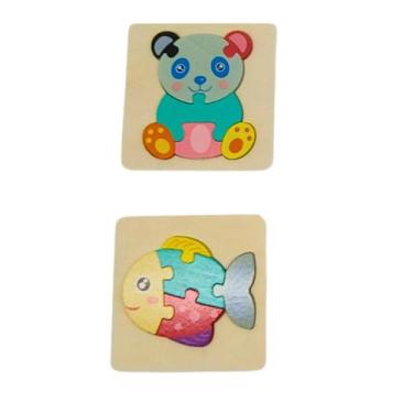 Imagem de Unidade Quebra Cabeça Madeira Mini Animais e Bichos Colorido - Dony To