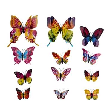 Imagem de 24 peças de ímãs 3D de decoração de parede de borboleta, adesivos murais removíveis de camada dupla para festa casa quarto armário decoração geladeira
