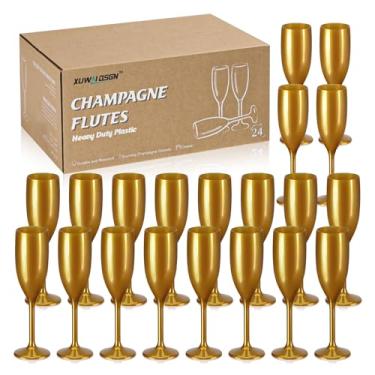 Imagem de Taças acrílicas de champanhe para torrar, taças inquebráveis, copos de bar, copos de vinho, taças de champanhe vintage, taças de champanhe com haste 153 g para chá de panela de aniversário de Natal