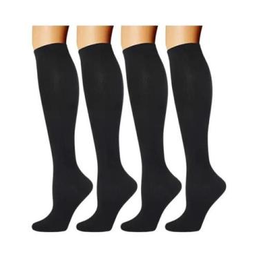 Imagem de Meias De Compressão Unissex 4 Pares Para Esportes, Corrida, Caminhada,