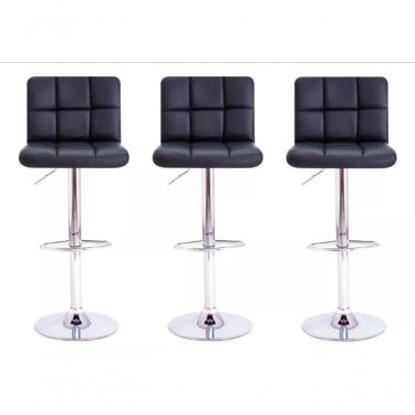 Imagem de Kit 3 Banquetas Decoreshop Estofada Com Encosto Para Cozinha Americana Bar Balcão Bancada