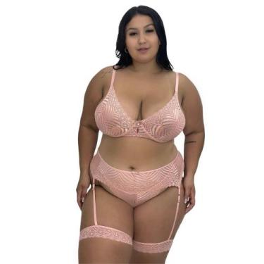 Imagem de Conjunto Lingerie Plus Size Sutiã sem Bojo e Perneira Sensual- c8 Amél