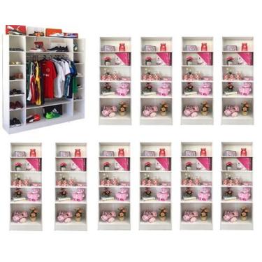 Imagem de 10 Estantes De Prateleiras + 1 Colméia Com Cabideiro Loja - Magia Móve