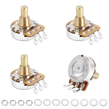 Imagem de Banworks Latão A500K Imperial 9,5 mm Rosca Tamanho Completo Potenciômetro Sólido Eixo Curto (15,9 mm Comprimento) Áudio Taper Guitarra Elétrica Potenciômetro para Gibson Les Paul/SG Fender Strat/Tele