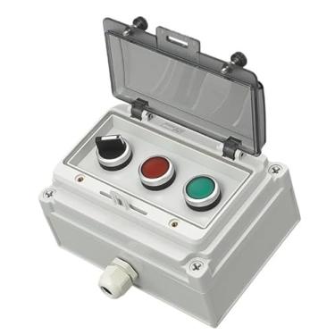 Imagem de ZEDEVB AC220V Caixa de interruptor de controle de botão à prova d'água para uso externo, lâmpada de indicação de partida de parada de emergência, caixa de junção de interruptor de autorecuperação