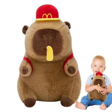 Imagem de Pelúcia de Capivara para Crianças, Pelúcia de Capivara Recheada | Almofada de boneca recheada de capivara dos desenhos animados,Mochila de batatas fritas com design de brinquedo de pelúcia para sala d