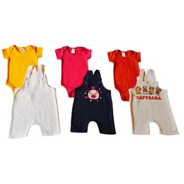 Imagem de Kit Roupa De Bebe Conjunto 6 Peças Jardineira e Body Meninas - Ana Mod