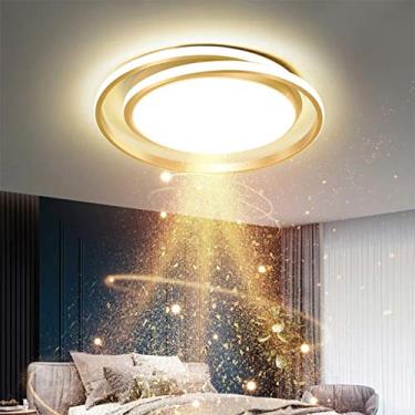 Imagem de Luminária de teto LED moderna e regulável para sala de estar com controle remoto, design criativo para quarto, sala de jantar, escritório, restaurante, iluminação interna, 3000K-6500K, doura