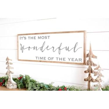 Imagem de Decoração de arte de parede It's the Most Wonderful Time of the Year Sign Canvas Art Wall Art Christmas Sign Prints Painting Picture Artwork Decoração de casa para sala de estar sem moldura