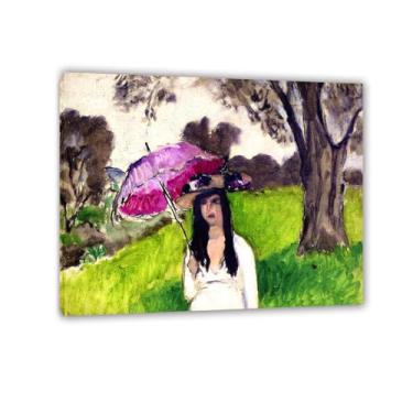Imagem de Zeichn8u Henri Matisse decoração de parede mulher com um guarda-chuva rosa pôster arte impressionista em tela Henri Matisse impressões de arte de parede para quarto, escritório, sala de estar