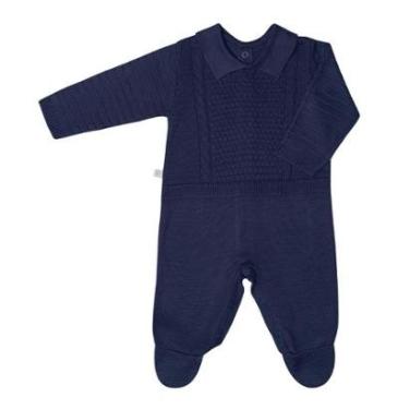Imagem de Macacão Longo Bebê Menino em Tricot Azul Marinho Fofinho-Masculino