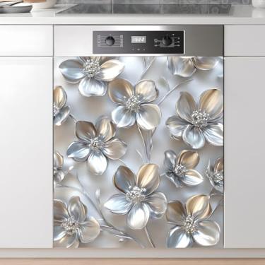 Imagem de AOHMPT Adesivo magnético de painel de capa de ímã de lava-louças adesivo magnético decorativo para decoração de cozinha, capa de porta de geladeira, adesivos de decoração de eletrodomésticos 58 x 66