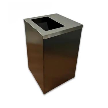 Imagem de Lixeira 50l Em Aço Inox Quadrada Sem Tampa Para Área Interna E Externa