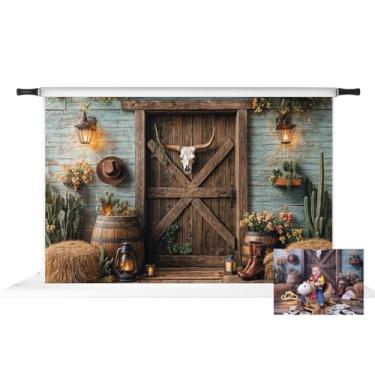 Imagem de Kate Pano de fundo para fotos ocidentais, caubói, porta de celeiro, vintage, tema caubói ocidental, adereços Stduio, 3 x 2 m