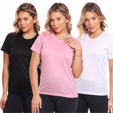 Imagem de Kit 3 Camisas Academia Esportiva Com Proteção Uv Feminina-Feminino