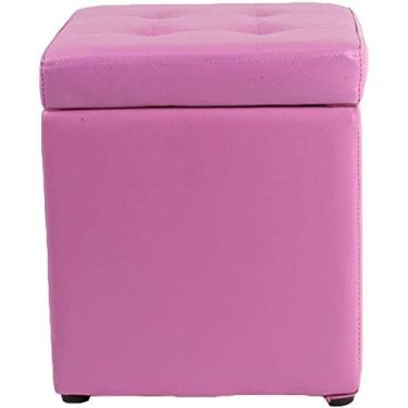 Imagem de Pufe de armazenamento de couro sintético preto - banco de cubo versátil com organizador de caixa de brinquedos, banco e bandeja para os pés, 30 x 30 x 35 cm, ideal para sala de estar e quarto