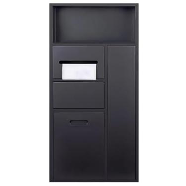 Imagem de Nicho de chuveiro de aço inoxidável, prateleira de quarto molhado embutida, papel higiênico para xampu, armazenamento à prova d'água, alcova, sala de estar, cozinha, banheiro, prateleiras (cor: preto