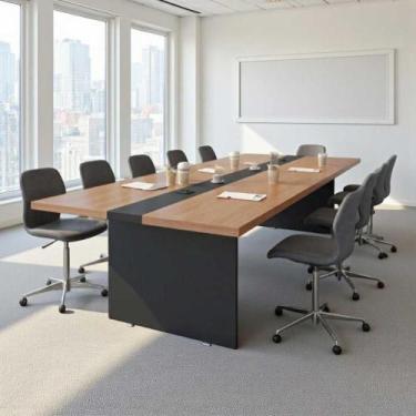 Imagem de Mesa de Reunião Premium Escritório 3,60m 8 Lugares - CasaH, Noce