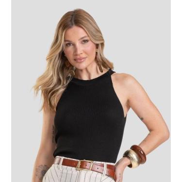 Imagem de Regata Feminina Em Tricot De Fio Modal Dianna Preto, M, Preto
