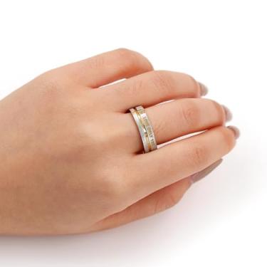 Imagem de Anel elegante para casais, aliança de compromisso de aço inoxidável, anéis românticos para ele, joias chiques combinando para amantes, presente acessível para casais, design minimalista YC6687, Aço