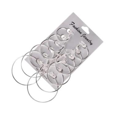 Imagem de Conjunto De Brincos De Argola Femininos Banhados a Prata De Designer, 