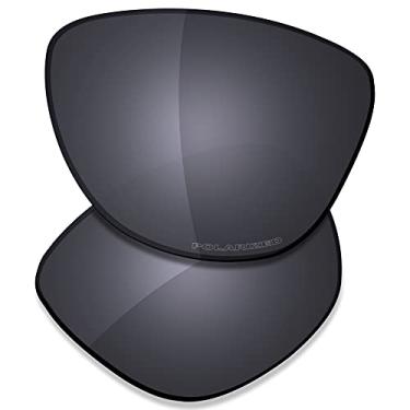 Imagem de SAUCER Lentes de reposição premium para óculos de sol Oakley Frogskins OO9013 | Frogskins Low Bridge Fit OO9245 Óculos de sol de alta definição - Escudo preto polarizado