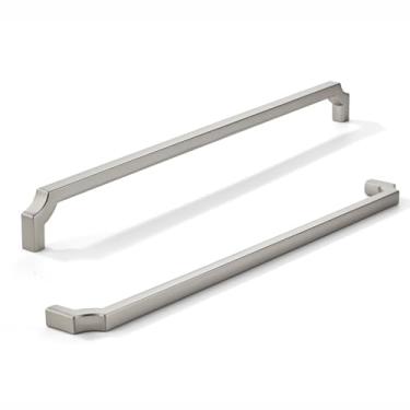 Imagem de khtumeware Pacote com 3 puxadores de armário de eletrodomésticos de níquel acetinado escovado quadrado de 30,5 cm, alças resistentes de liga de zinco sólida para armários de cozinha/banheiro, gavetas