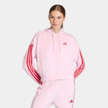 Imagem de Jaqueta Adidas 3 Stripes Com Capuz Feminina, Rosa, P