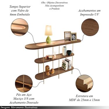 Imagem de Conjunto Decorativo Aparador e Mesa de Centro Walker Pés de Aço Tampo MDF Castanho G26 - Gran Belo