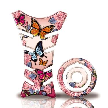 Imagem de Protetor Tanque Adesivo Moto Yamaha Factor 125/150 Até Ano 2016 Borboleta Rosa Rosa