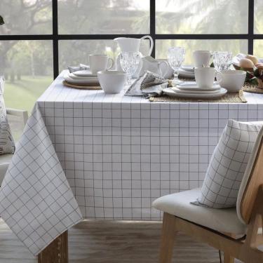 Imagem de Toalha de Mesa Naturalle Limpeza Prática 1,80x2,80m Grid Bege