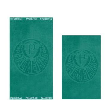 Imagem de Kit Toalha de Banho e Rosto Aveludada Jacquard de Time Palmeiras Verde
