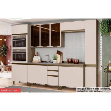 Imagem de Cozinha Modulada Connect 7 Peças 2 Aéreos + 2 Balcões+ 2 Paneleiros + 1 Complementoc6p21 Duna Cristal2 Aéreos + 1 Balcão + 1 Complemento