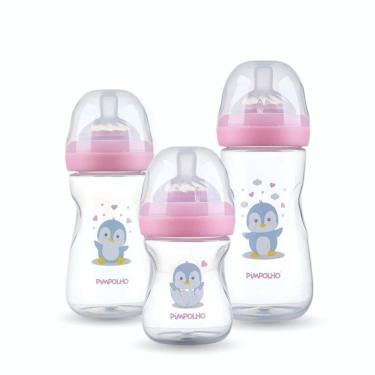 Imagem de KIIT 3 MAMADEIRAS SERENA PINGUIM ROSA 150 260 e 330ML - PIMPOLHO