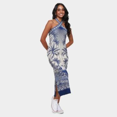 Imagem de Vestido Midi Farm Afeto Tropical, Azul, G